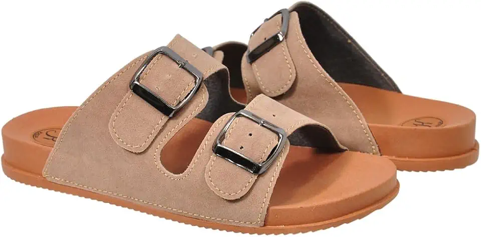 Sandália Papete Unissex de Couro Sintético Vegano com Fivelas Ajustáveis - Kadja