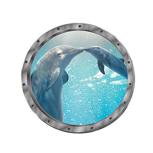 Graz Design Sticker mural 3D pour fenêtre Motif dauphins et tortues - Dauphins marins - Décoration pour chambre d'enfant (dauphin)