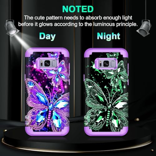 Casetego for Galaxy S8 Plus Case,Glow in The Dark Three Layer Heavy Duty Sturdy Shockproof Full Protection Rugged Hard PC+Soft TPU Bumper Case for Samsung Galaxy S8 Plus,Dark Purple by Casetego - Used condition - Image 3