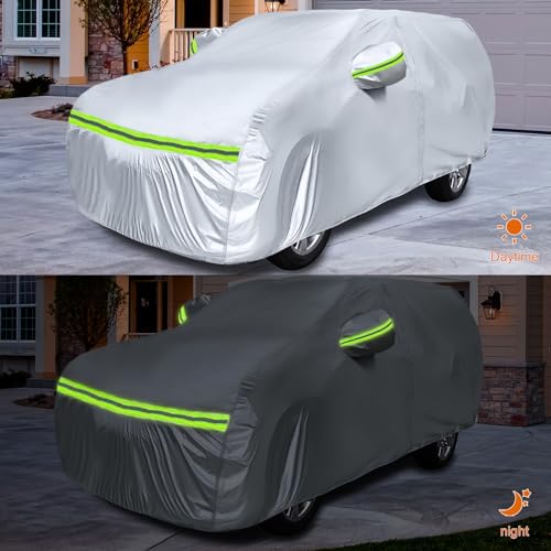 Image of Waterproof Car Covers Replace for 2006-2025 Mercedes Benz ML /GLE Class 280 300 320 350, 6 Layers Silver All Weather Car Cover with Zipper Door & Windproof Bands for Snow Rain Dust Protection