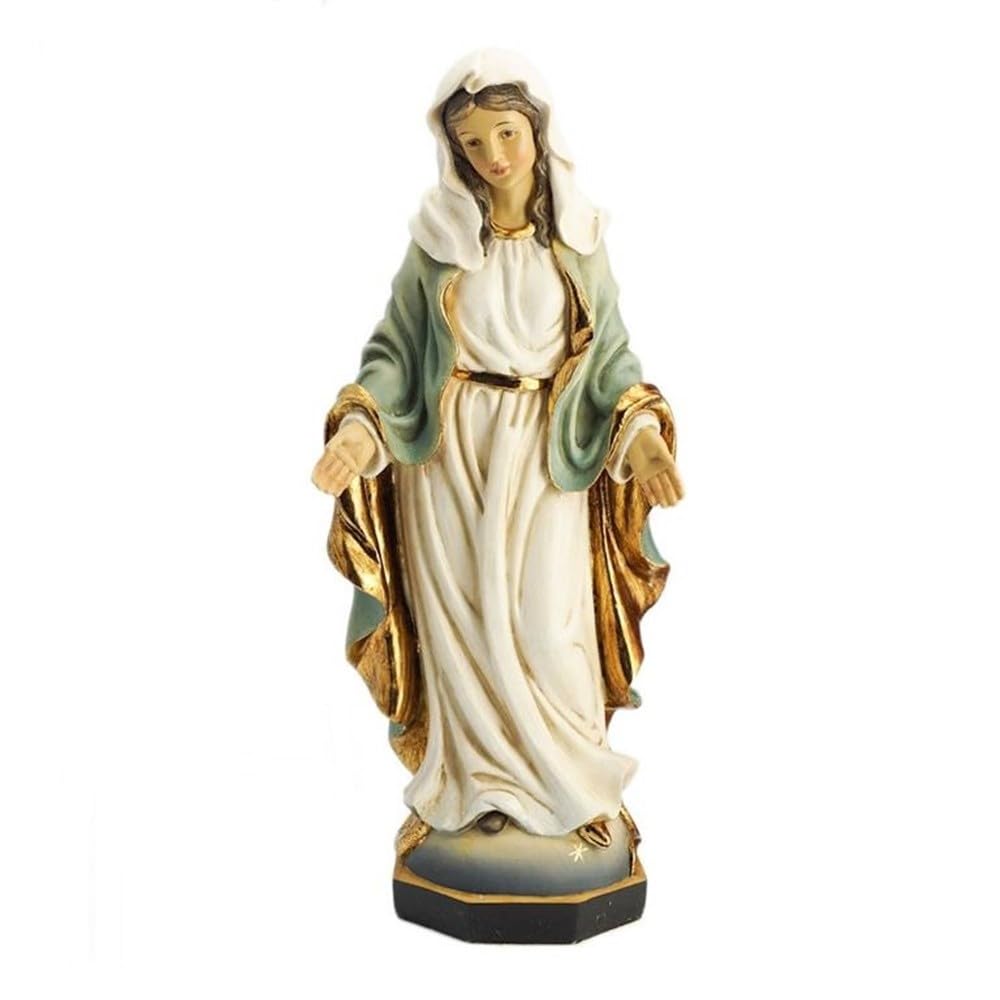 Virgen Milagrosa Figura 31 cm. Escultura peana Resina