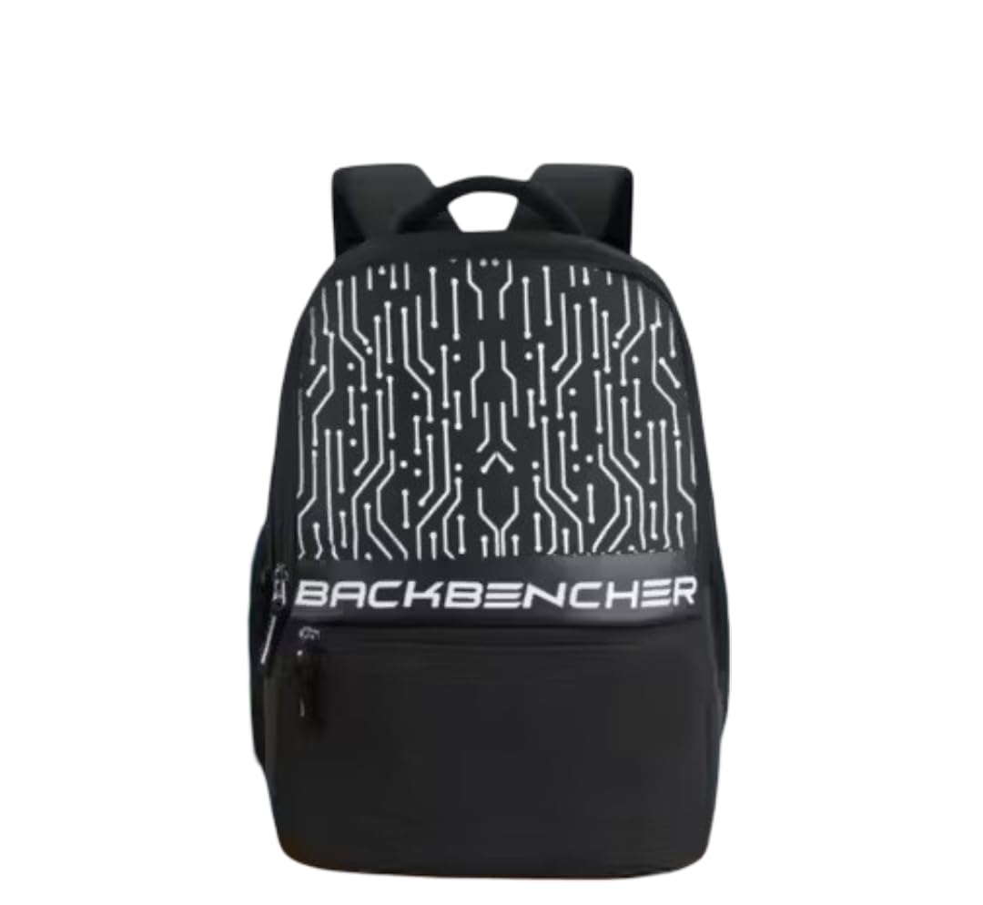 Printed Laptop Backpack for School, College & Travel – Trendy, Spacious & Durable Bag with Circuit Design (Black)-image-16