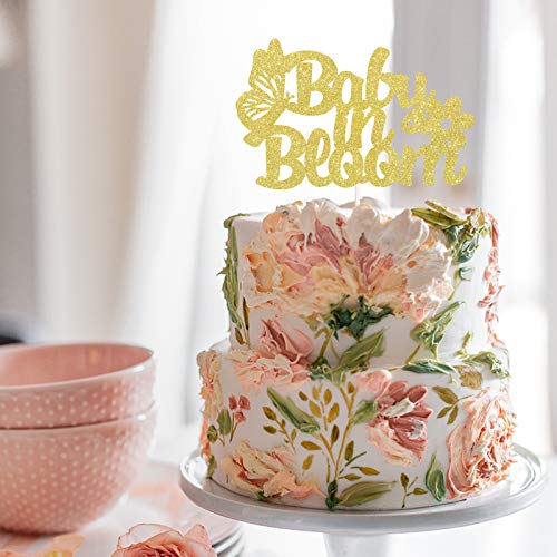 Baby In Bloom Cake Topper, Butterfly Welcome Baby Cake Topper, Spring Theme Baby Shower Decoration, Garden Baby Shower Party Supplies #TOP2