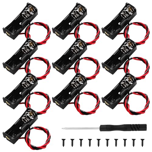 KUOQIY 10 Piezas 12V 23A Soporte de Batería, A23 Portapilas de Plástico con Cable, 23A Caja de Soporte de Batería, con Tornillo y Destornillador