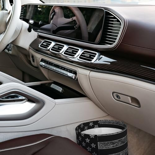 Image of Small Car Trash Can, Black American Flag Design Hanging Foldable Car Trash Bag, Waterproof Leakproof Garbage Bin, Car Interior Organizer Accessories