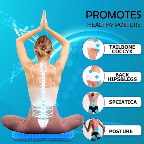 Image of Egg Gels Seat Cushion for Office & Car, Home -Cooling Gel Technology with Memory Foam - Silicone Rubber Seat Pillow, Comfort & Support for Back, Pain Relief (Cooling Gel - Chair)