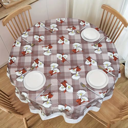 Image of Dakshya Industries PVC Waterproof Round Table Cover for 4 Seater Dining Table | 60 Inch Round Printed Table Cover | Spill Proof, Oil Resistant, Heat Resistant, Wipe Clean