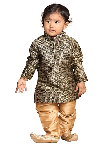Image of VASTRAMAY Baby Boys Silk Blend Printed Infant Azure and Kurta Pyjama Set