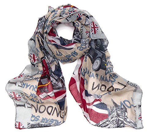 World of Shawls UK London Souvenir Scarves Wraps Shawls Womens Unisex Street Party Queens 90th Birthday Celebrations (I Love London Border - Beige/Grey) World of Shawls UK London Souvenir Scarves Wraps Shawls Womens Unisex Street Party Queens 90th Birthday Celebrations (I Love London Border - Beige/Grey)