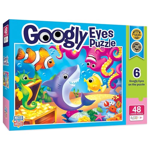 Rompecabezas MasterPieces de 48 piezas para niños de 4 años en adelante: Tiburón con ojos saltones, juego educativo y divertido, idea de regalo para niños, 19" x 14" miniatura 1