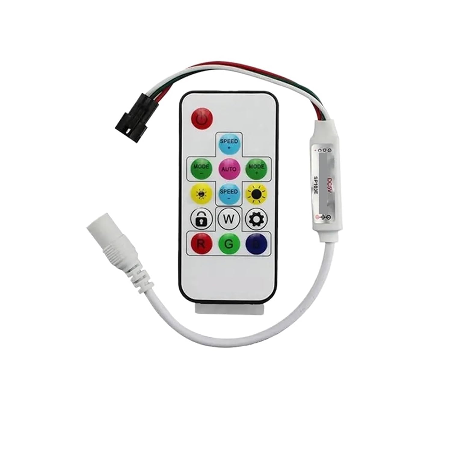 SP103E LED Controller DC 5V 12V 24V 2048 Pixels 14 Key Remote Dimmer for WS2811 WS2812B RGB Light Strip(1 Pcs)
