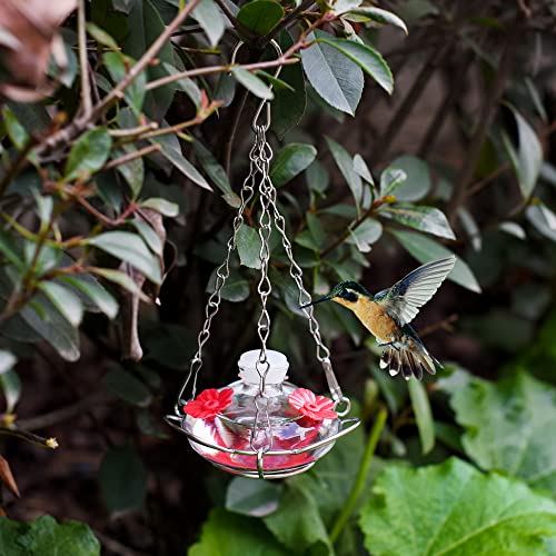 Kitcom Hummingbird Feeders For Outdoors, Mini Glass Bird Feeders 4 Fluid Ounces, 3 Feeding Stations, Garden Backyard Decorative, Clear #TOP5