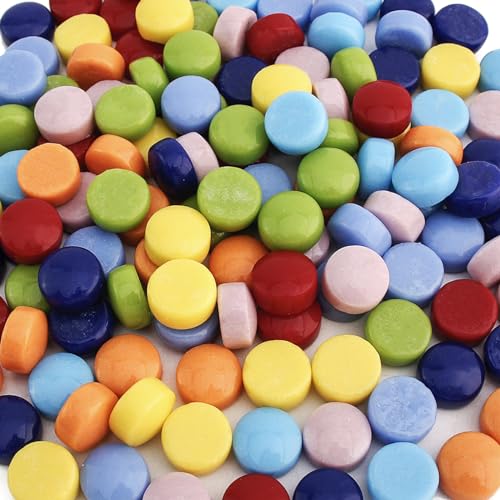La Mejor Lista de Fabricación de mosaicos los preferidos por los clientes. 39 Wq Warmqing - Azulejos de mosaico de vidrio redondo para manualidades, piezas de vidrio de 200 g para manualidades de mosaico, suministros de fabricación de mosaico de primavera