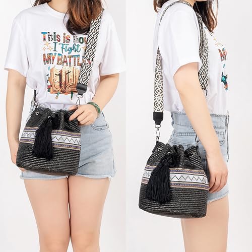Bolso de hombro pequeño con cordón de tejido de paja, bolso de playa para verano, de Goclothod miniatura 2