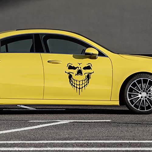 Blakaya Vinyl Skull Graphics Auto Hood Stripe Sticker Side Body Sticker Racing Sports Self-Adhesive Decal Decoration For All Cars U008 Black #TOP2
