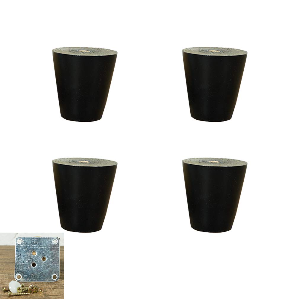 Patas de mesa y sofá de madera: juego de 4 soportes cónicos de roble con placa de montaje