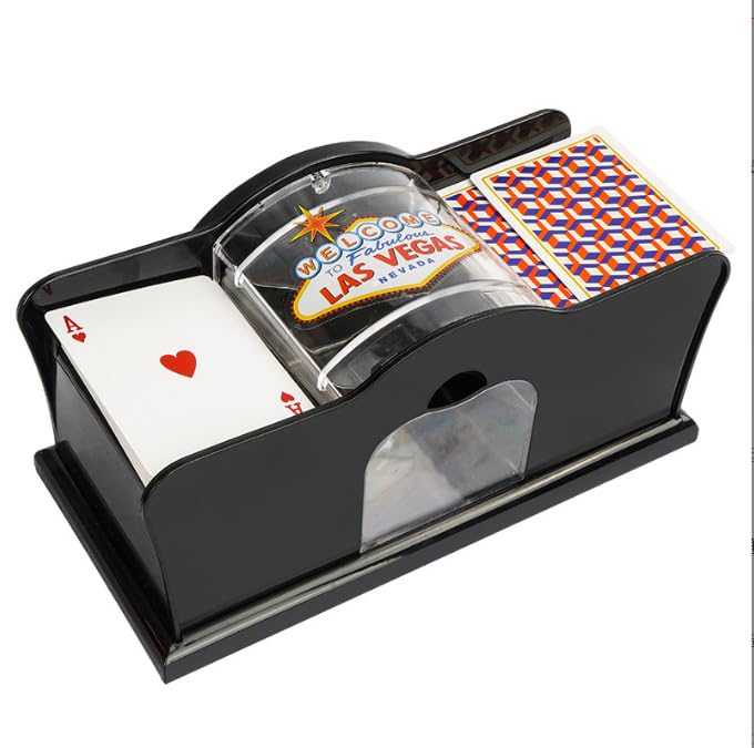 YUNYODA Automatic Card Shuffler Machine 2 Deck, Electronic Casino Poker Card Shuffling, Battery Operated -One/Two Deck Cards Shuffle Sorter (Manual Shuffler -Black)