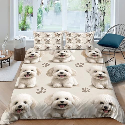 Parure de couette chiot 3D avec fermeture éclair pratique pour lit double - 4