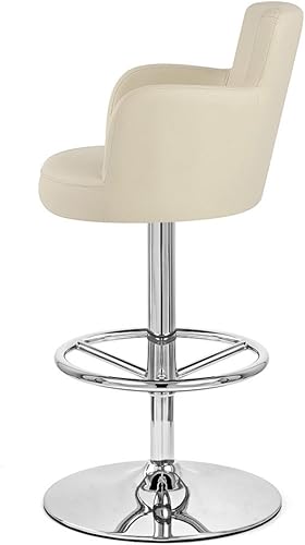 Vista 24 de ZURI Taburete de bar giratorio de altura ajustable Chateau con base cromada - Blanco