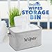 Dejaroo - Baskets for Organizing Wipes and Newborn Essentials, Diaper and Wipes Organizer, Embroidered Baby Shower Gifts for Moms, Linen Basket with Handle, 9 x 6 x 5.5 Inches, Grey