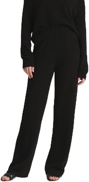 NAADAM Damskie spodnie kaszmirowe Paperbag Wide Leg Pants, czarny, XXS
