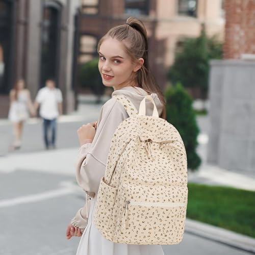 Image of BTOOP School Backpack for Teens Large Corduroy Bookbag Lightweight 15.6 inch Laptop Bag for Girls Women Casual High School College