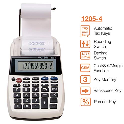 Victor 1205-4 12 Digit Portable Palm/Desktop Commercial Printing Calculator thumb #2