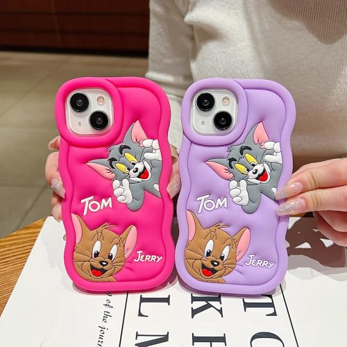 Image of MIDOS Back Cover Compatible with iPhone 14 Plus Soft Silicone 3D Cute Cartoon Full Protective Case for iPhone 14 Plus (Purple)