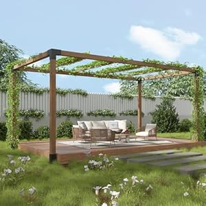 10' x 13' Wood Pergola Outdoor, Wooden Pergola Grape with Stable Structure for Climbing Plant Support, Painted Wood Pergola for Garden Porch Yard with Expansion Screws Included, Dark Brown 10 x 13 Wood Pergola Outdoor Wooden Pergola Grape with Stable Structure for Climbing Plant Support Painted Wood Pergola for Garden Porch Yard with Expansion Screws Included Dark Brown
