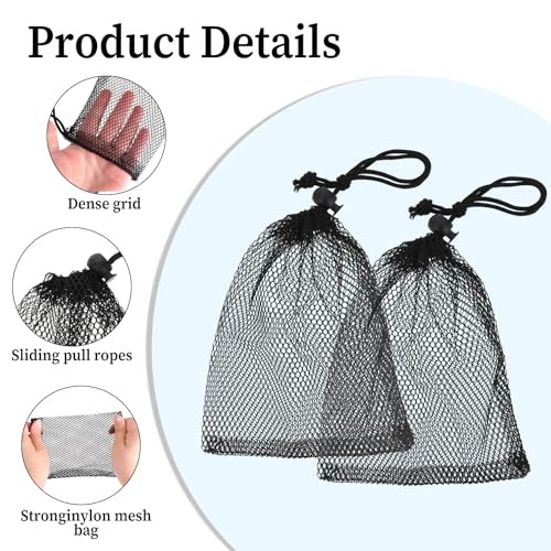 6 PCS Small Mesh Bags Drawstring, 6 X 4 Inch Black Small Mesh Bag, Mini Nylon Net Bags, Portable Nylon Storage Bag for Travel Candy Cosmetics3