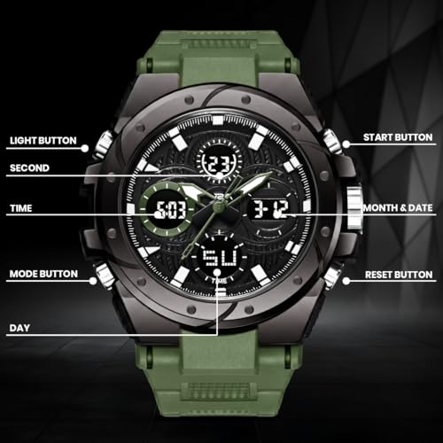Image of V2A Stryke-VOLTRIX 5130 Analog-Digital Sports Watch for Men | Layered Dial Design | Bold Urban Performance Watch with 50M Water Resistance, Alarm, Stopwatch, Day-Date & Backlight