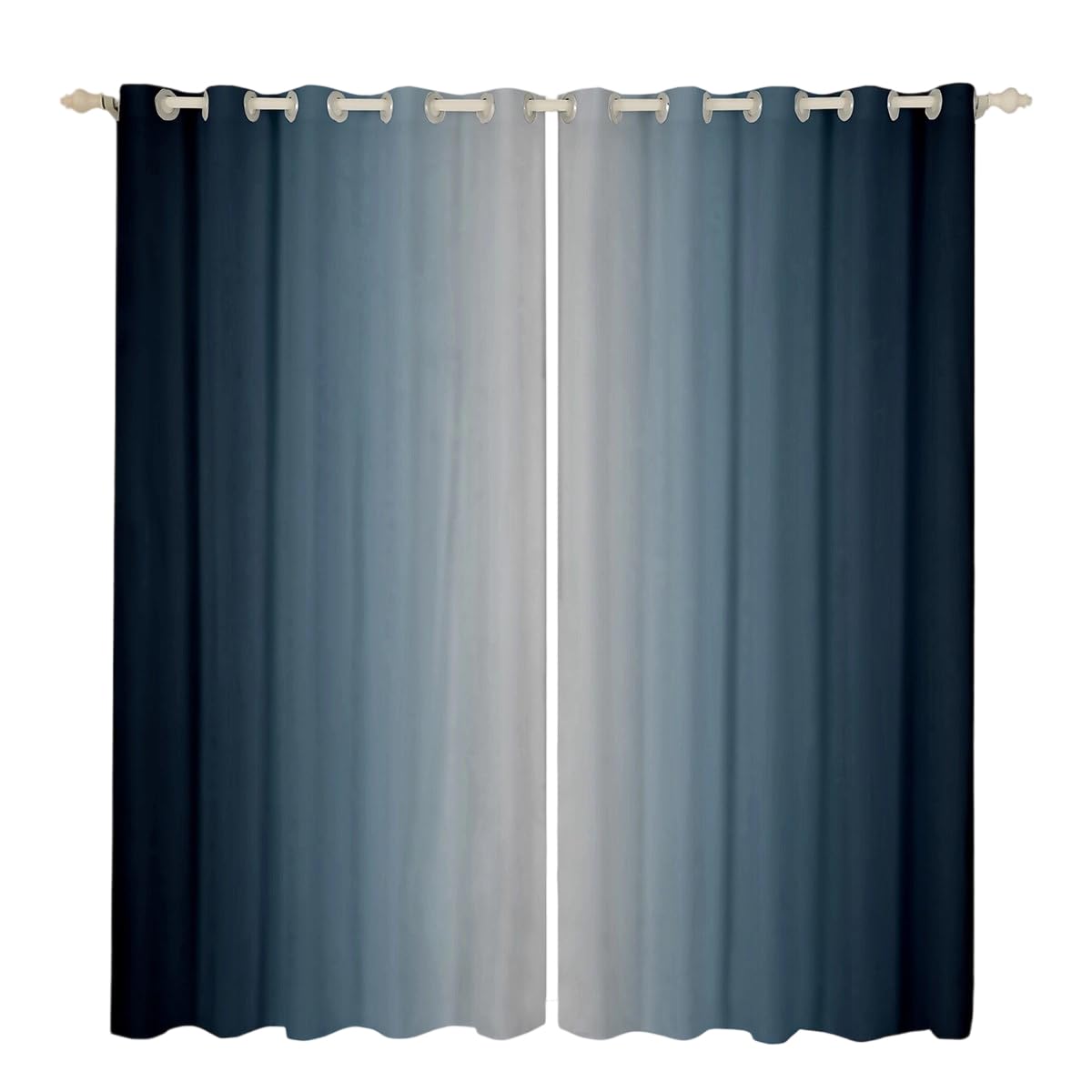 Homewish Greyish White and Blue Curtains for Bedroom,Rainbow Ombre Blackout Curtains Aesthetic Living Room Decor,Gradient Colorful Curtains & Drapes Abstract Window Curtain 2 Panels 66x72