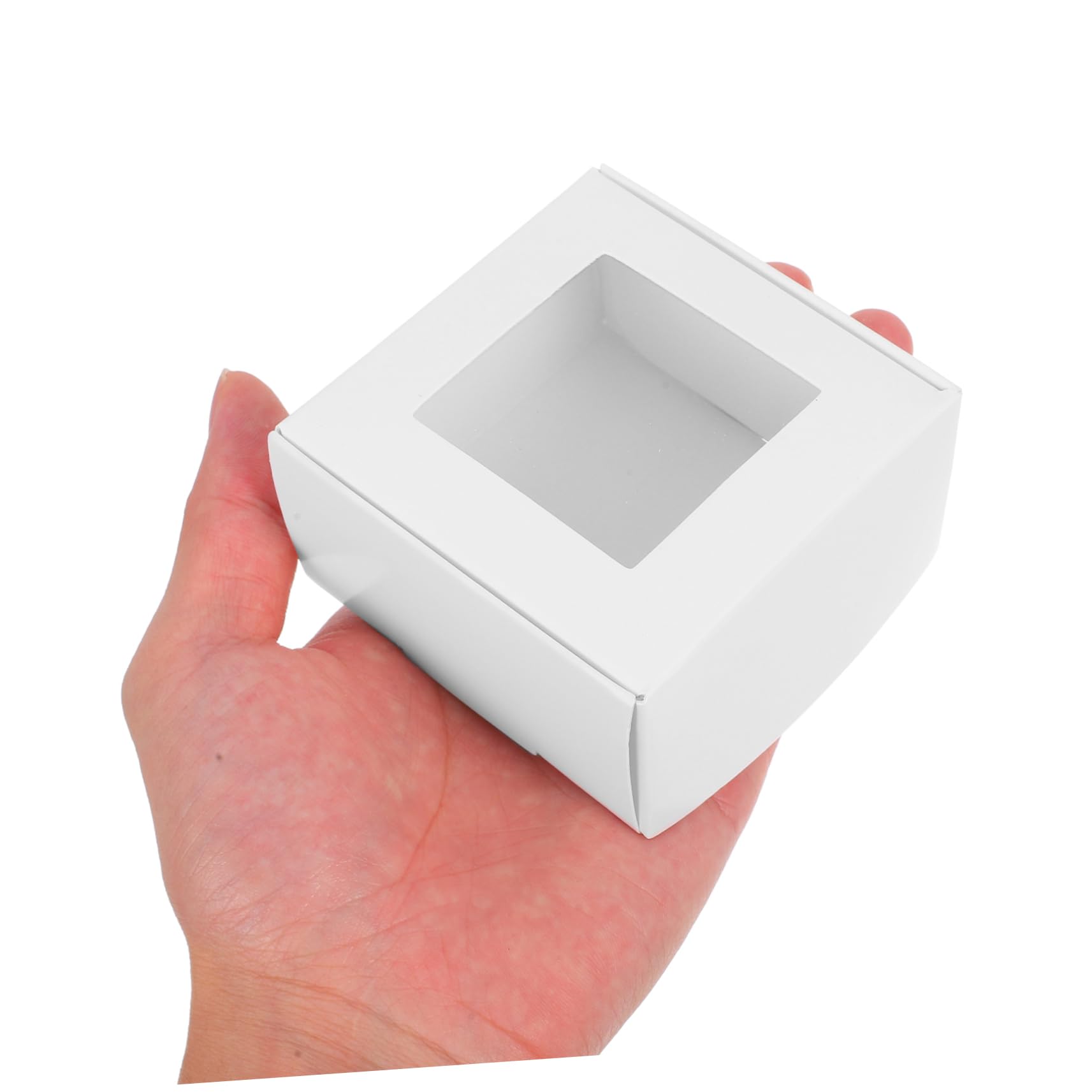 50 Pezzi Scatole di 7.5x7.5x4cm con Finestra Trasparente Scatole Quadrate e Accessori Confezione Elegante