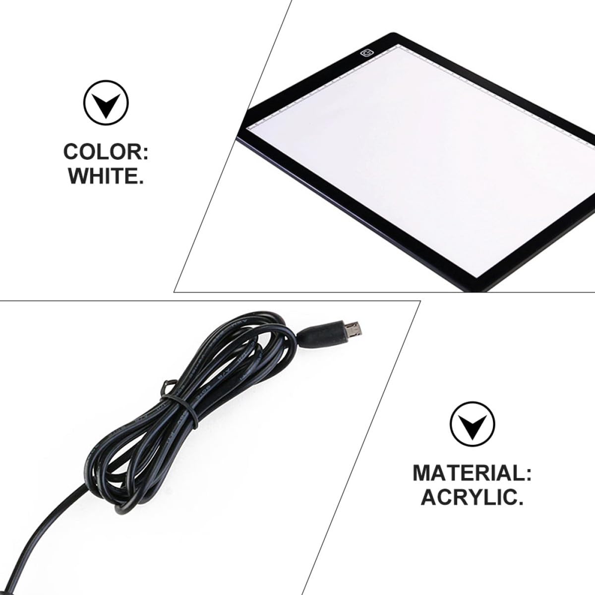 INOOMP Planche Lumineuse A4 à Texture Mate en Acrylique avec Led, Faible Consommation, Équipée de 2 Aimants et Câble Usb, pour Animation 2d et Pratique du Dessin