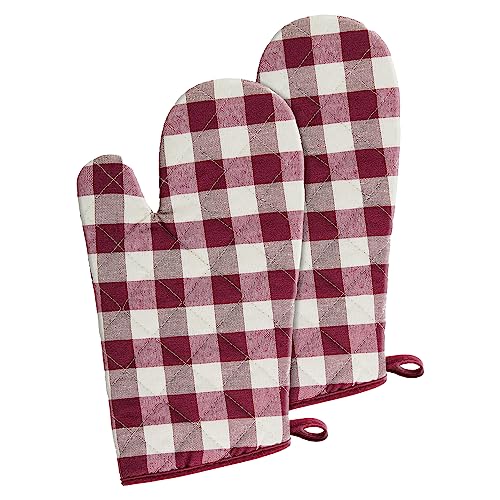 Buffalocheckovenmitts2packburgundy7x13quiltedpotholdersareheatresistantmachinewashablestainrepellantnonslipforcookingbakinggrillingbyachimhomedecor Urban Country Home Decor Buffalo check oven mitts 2 pack burgundy 7 x 13 quilted pot holders are heat resistant machine washable stain repellant non slip for cooking baking grilling by achim home decor urban country home decor