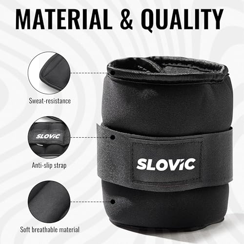 Image of Slovic Ankle Weights 2 KG [2 x 1 KG] for Legs | Adjustable Leg Weights | Extra Weight for Leg Exercise for Men & Women | Strength Training Weight for Walking, Running, Gym, Physical Therapy