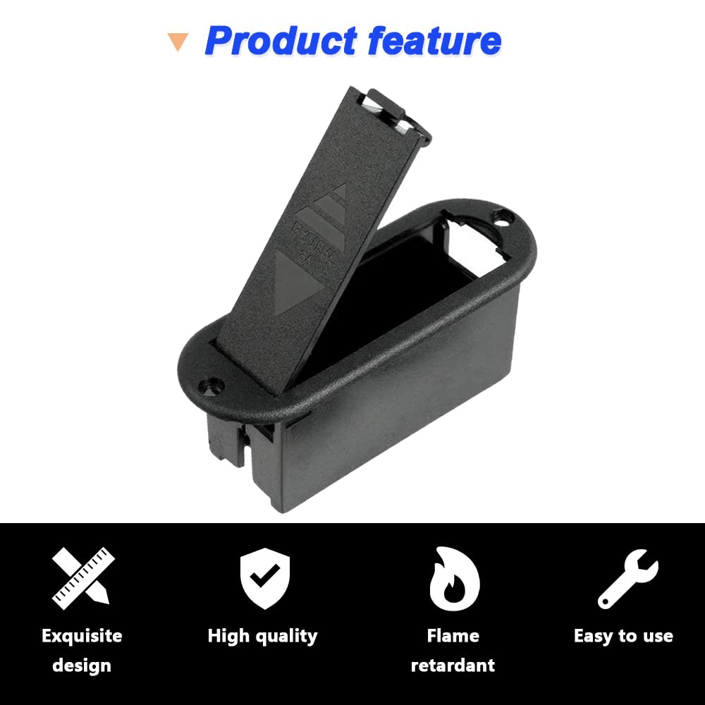 Active Guitar Bass 9V Battery Box Case Compartment, 9-Volt Battery Holder for Active Guitar Bass Pickup Replacement Tool with I-Type Battery Connector Wire (5 Pack)