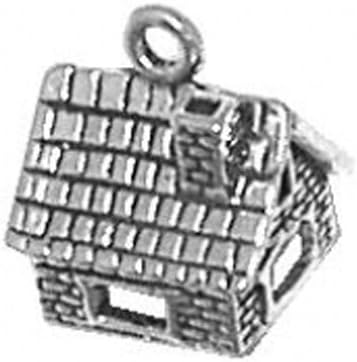 Miniatura 3 de Encanto de plata esterlina 3D Stone House Item #151, Plata esterlina Piedra