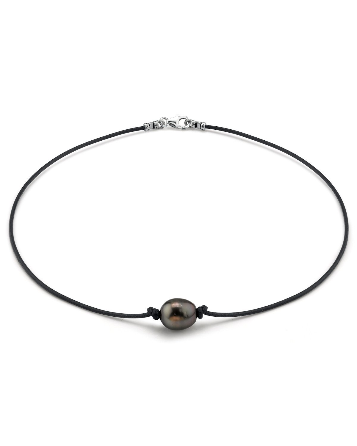 The Pearl SourceSterling Silver 11-12mm Baroque Genuine Black Tahitian South Sea Cultured Pearl Necklace for Women