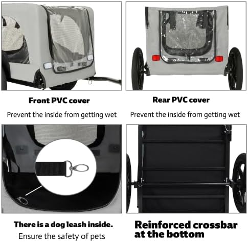 Dog Bike Trailer Rolling Dog Cart with Folding Frame and All-Terrain Wheels for Bicycle Mobile Pet Cargo Carrier for Bicycles
