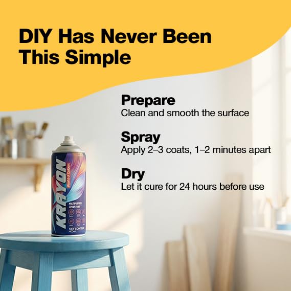 Image of BANNA Krayon GI Silver Acrylic Spray Paint 400 ml | Quick Dry Rust-Resistant Multi Surface Aerosol Spray Paint for Metal, Wood, Plastic, Glass, Furniture & DIY Projects