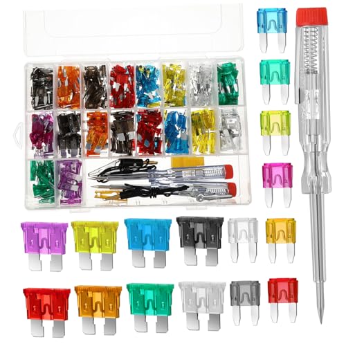 Kit de fusibles para automóvil PRETYZOOM, 1 set con probador y extractor, para autos, RV y embarcaciones, estuche portátil para organización fácil