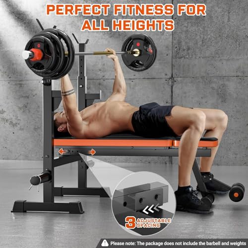 Image of 9-in-1 Adjustable Olympic Weight Bench with Lat Pulldown, Row, Squat Rack & Leg Curl - Multi-Function Strength Training Bench Press for Home Gym Full Body Workout