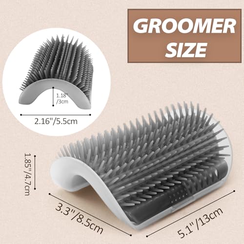 Image of 2 Pack Gray Cat Self Groomer | Catnip Pouch, Grooming Massage Brush, For Indoor Felines, Soft Nylon Bristles