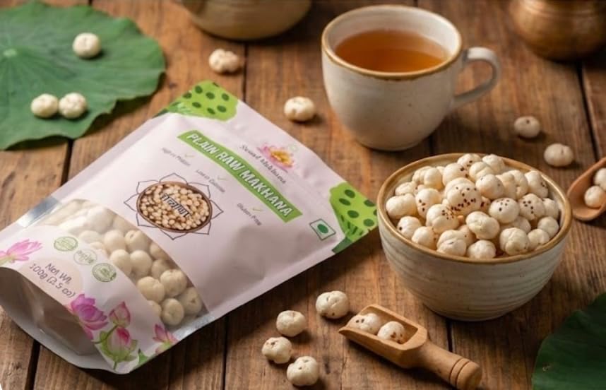 Image of PHOOL SWAAD Raw Natural Phool Makhana Farm Fresh Fox Nuts 80GM Pure Unprocessed Superfood Snack