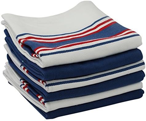 Madras Collections 100% Cotton Towels Soft Commercial Grade, Multipurpose Highly Absorbent White Kitchen Towels Set of 6 Size 27x19 Inches