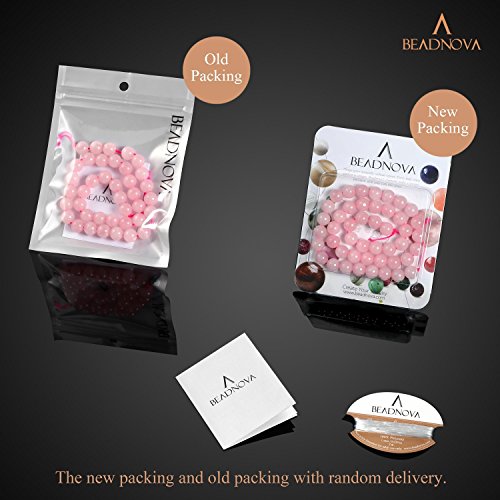 Image of BEADNOVA Natural Rose Quartz Beads Natural Crystal Beads Stone Gemstone Round Loose Energy Healing with Crystal Stretch Cord for Jewelry Making (10mm, 36-38pcs)