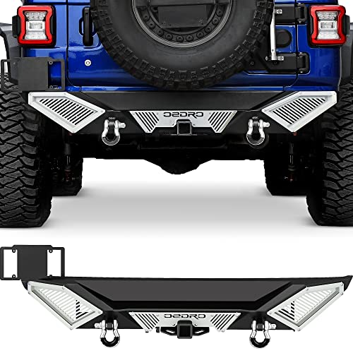 Image of OEDRO Rear Bumper Combo Compatible with 2018-2026 Jeep Wrangler JL & Unlimited JLU (2 /4 Doors),Off Road Full Width with Hitch Receiver & D-Rings & Paintable Armor