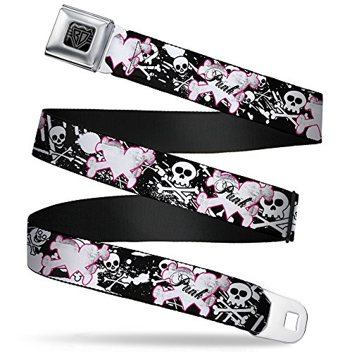 Cinturón de seguridad Buckle-Down negro de calaveras de 20-36 pulgadas