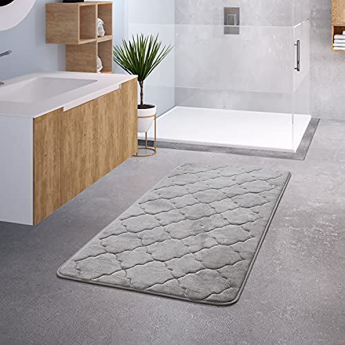 TT Home Badezimmer Badematte Duschmatte rutschfest Waschbar Memory Schaum Stein Muster, Farbe: Grau...